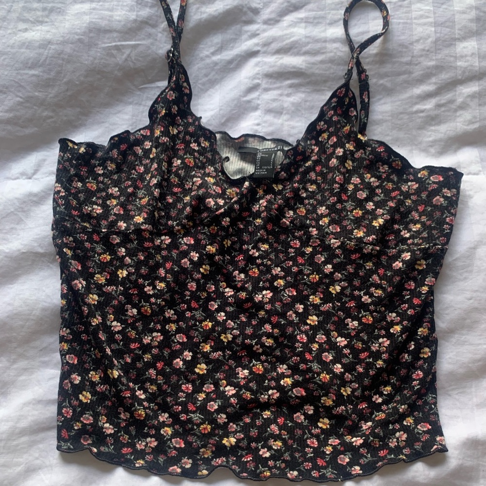 Floral print cropped tank top